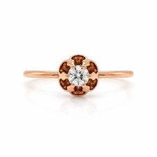 Anello promessa diamante estratto naturale 0,20 ct F VS, oro rosa 10 carati solitario art deco Anello solitario con diamante price