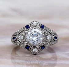 Anello di fidanzamento art deco diamante bianco tondo creato in laboratorio 2,35 ctw argento 925 Anello solitario con diamante price