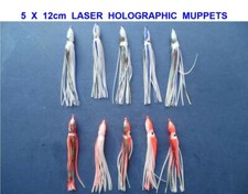 5 x 12 cm LASER MUPPETS PER PESCA MARE BARCA CANNA ESCHE TREBLE HOOK PIRKS JIG HEAD Fishing Rod (Jig) price