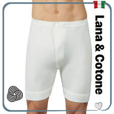 Mutande Uomo Lunghe in LANA e COTONE Boxer Gamba Corta Mutandoni Aperti Apertura Intimo termico price