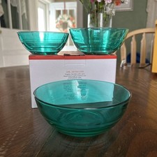 Set 3 ciotole studi sociali nuove con scatola diametro 5,5” 4,75” 4” vetro verde smeraldo Social Studies price