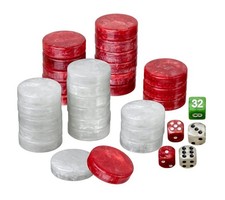 Set di pezzi/dama backgammon, 40 mm, rosso/bianco, plastica (UK) Backgammon price