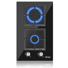 IsEasy Piano Cottura 2 Fuochi a Gas 30 cm Vetro Nero Fornello da Incasso GN/GPL Piani cottura da incasso price