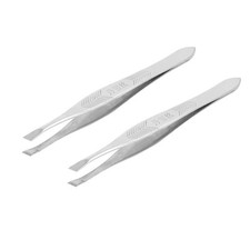 Coppia Pinzette Sopracciglia Punta Inclinata Tono Argento Strumento Trucco per Donna Makeup Removers price