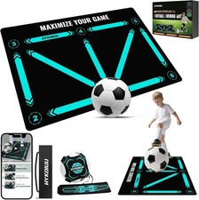 Hykoiuu Tappetino Allenamento Calcio 90x60cm con Kick Trainer e Video, per Bambini Giovani Football Attrezzatura price