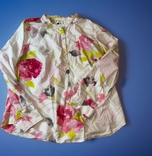 Top camicia Talbots bianco floreale XL cotone Blusa price