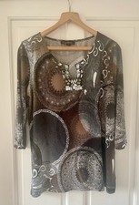 Top stile tunica usato con dettaglio perline, stampa fusion, medio Blusa price