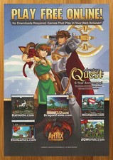 2008 Adventure Quest gioco online stampa PC pubblicità/poster retro fantasy RPG promo arte Fantasy Adventure price