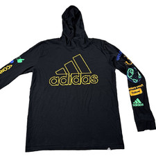 Adidas T-Shirt Manica Lunga con Cappuccio Gioventù XL (18/20) Donna 2X Nero Logo Colorato Fitwear (Fitness Abbigliamento) price