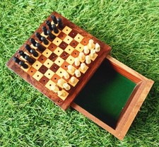 Mini Scacchi Gioco da Tavolo ~ Set Scacchi Vintage da Viaggio Scatola in Legno Regalo Fatto a Mano Legno Chess price