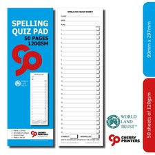 Quiz ortografico e test pad | 99 x 297 mm | 50 fogli | 120 gsm Test Sheets price