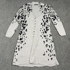 NIC+ZOE Cardigan donna S stampa leopardata misto lino linea lunga bottoni maglia davanti Maglioni, cardigan e maglieria donna price