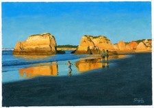 quadro artistico 24 x 34 cm 41SkS dipinti ad olio scogliere oceaniche ai raggi del tramonto Paints price