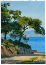 quadro artistico 24 x 34 cm 35SkS dipinti ad olio paesaggio mezzogiorno sulla costa Paints price