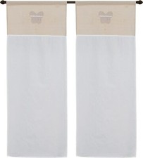 coppia di tendine a vetro da cucina art NANCY shabby chic effetto lino seta Set Tenda price