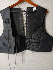 Costume unisex nero ecopelle gilet catena schiena chiusura corsetto biker pazzo max Corset Uomo price