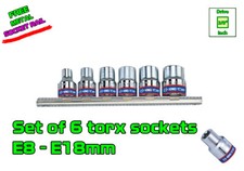 Set of 6 pcs 3/8” Drive Star Socket Torx E8 - E18 Size 3/8 inch for Outside Torx Set Socket price