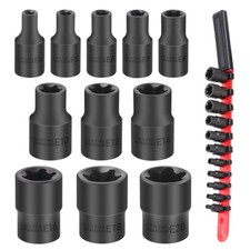 11PC Female E-TORX Star Socket Set External E4-E20 Torque 3/8" 1/4" Dr. & Rail Set Socket price