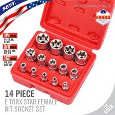 14 pc Torx Star Bit Female E Socket Set Automotive Shop Tools External E4-E24 Set Socket price