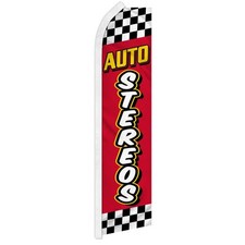 Striscione Auto Stereo Rosso Scacchi Swooper Flutter Piuma Pubblicità Auto Shop Auto Stereos price