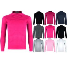 Polo girocollo bambina maglia manica lunga tinta unita elasticizzata aderente maglietta bambini Jersey Ragazza price