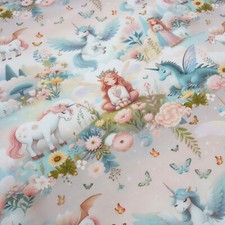 Tessuto cotone jersey Lara unicorno ragazza fata rosa petrolio colorato tessu... Jersey Ragazza price