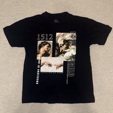 T-shirt grafica Michelangelo Creazione di Adamo 1512 maglietta media nera arte Cotton price