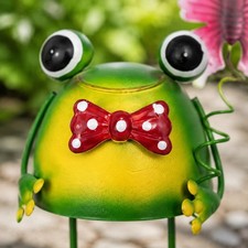3 Pezzi Statua Rana da Giardino Colorato Rana in Metallo Resistente Ai Raggi Giardino Umbrella price