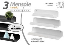 3 MENSOLE PARETE METALLO MENSOLA MURO STIL INDUSTRIAL NERO BIANCO ASS 40/35/30CM Mensola da parete price