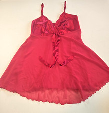 Camicia da notte Victoria's Secret Angel vintage rossa babydoll raso fiocco taglia med Babydoll price