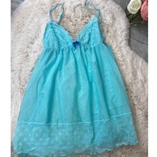 Pigiama Victoria's Secret Angels blu acqua bordo pizzo babydoll camicia med Babydoll price