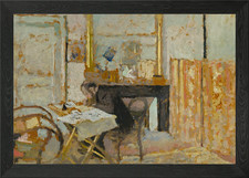 Interno con figura a tavola dipinto incorniciato wall art poster stampa su tela quadro Interior Parete Paint price