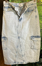 Gonna midi cargo Rails blu chiaro StoneWash denim vita alta / zip / taglia: 27 Gonna price