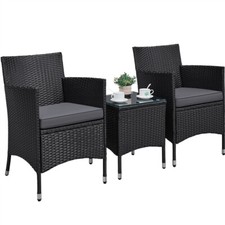 Set Mobili da Giardino 2 Poltrone e 1 Tavolino in Rattan PE Impermeabile Set Mobili da Giardino price