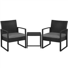 Set Mobili da Giardino in Poly Rattan 2 Sedie e Tavolino da Balcone Set Mobili da Giardino price