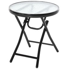 Outsunny Tavolo da Giardino Pieghevole in Metallo e Ripiano in Vetro Φ45x50cm Giardino Tavolo price