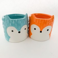Lotto 2 Fioriera Volpe Blu Arancio per Fioriera Ceramica Succulenta NUOVI 🦊 Accessori per Pots e price