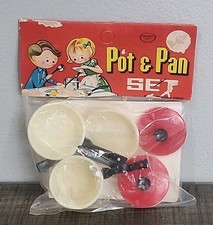 Grace Toys Set Pentola e Padella in Miniatura • Giocattolo Mid Century (Made In Hong) Nuovo • Sigillato Pot / Pan Set price