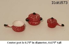 SET PENTOLA E PADELLA casa delle bambole maculato rosso miniature scala 1:12 Pot / Pan Set price