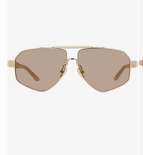 Occhiali da sole Dezi rettangolari montatura in metallo dorato marrone colorato Sunglasses Uomo price