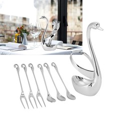 7x/Set Stoviglie in Lega di Zinco Porta Cigno Stoviglie con 3 Cucchiai 3 Forchette Hom NUOVO Set Dinnerware price