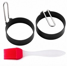 Confezione 2 Antiaderenti Uova Shaper Pancake Stampo Anello Set Colazione Cucina Frittata Set Breakfast price
