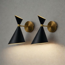Coppia Di Sconces Da Parete Mid-Century Modern, Finitura In Smalto Nero E Ottone Parete Sconces price
