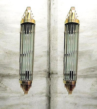 1 Pezzo Vintage Art Deco Sconces Da Parete In Vetro & Ottone Dorato #43 Parete Sconces price