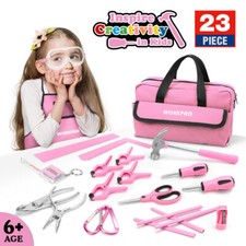 WORKPRO 23 Pezzi Rosa Kit Attrezzi per Bambini Rosa Casa Fai da Te Lavorazione Legno Strumento Manuale con Borsa Auto Utensile Kits e Borse price