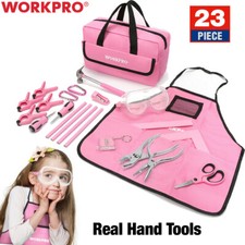 WORKPRO 23 Pezzi Rosa Kit Attrezzi per Bambini Rosa Casa Fai da Te Lavorazione Legno Strumento Manuale con Borsa Auto Utensile Kits e Borse price
