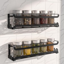 LUCYCAZ Confezione da 2 Portaspezie da Parete con 16 Ganci, 2 CONFEZIONI, Nero Spice Set & Racks price