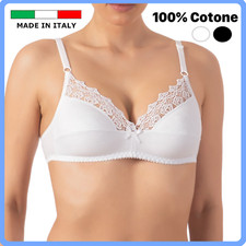 Reggiseno SENZA FERRETTO in cotone PURO 100% con pizzo donna coppa B nero bianco Reggiseno price