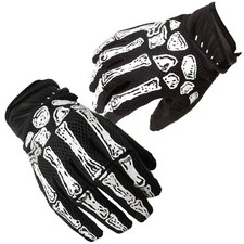 guanti moto BONES scheletro neri con ossa bianche in rilievo moto quad motocros Moto Guanti price