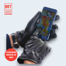 Guanti Moto Scooter Uomo in Pelle Invernali Impermeabili Touch Screen Nero Moto Guanti price